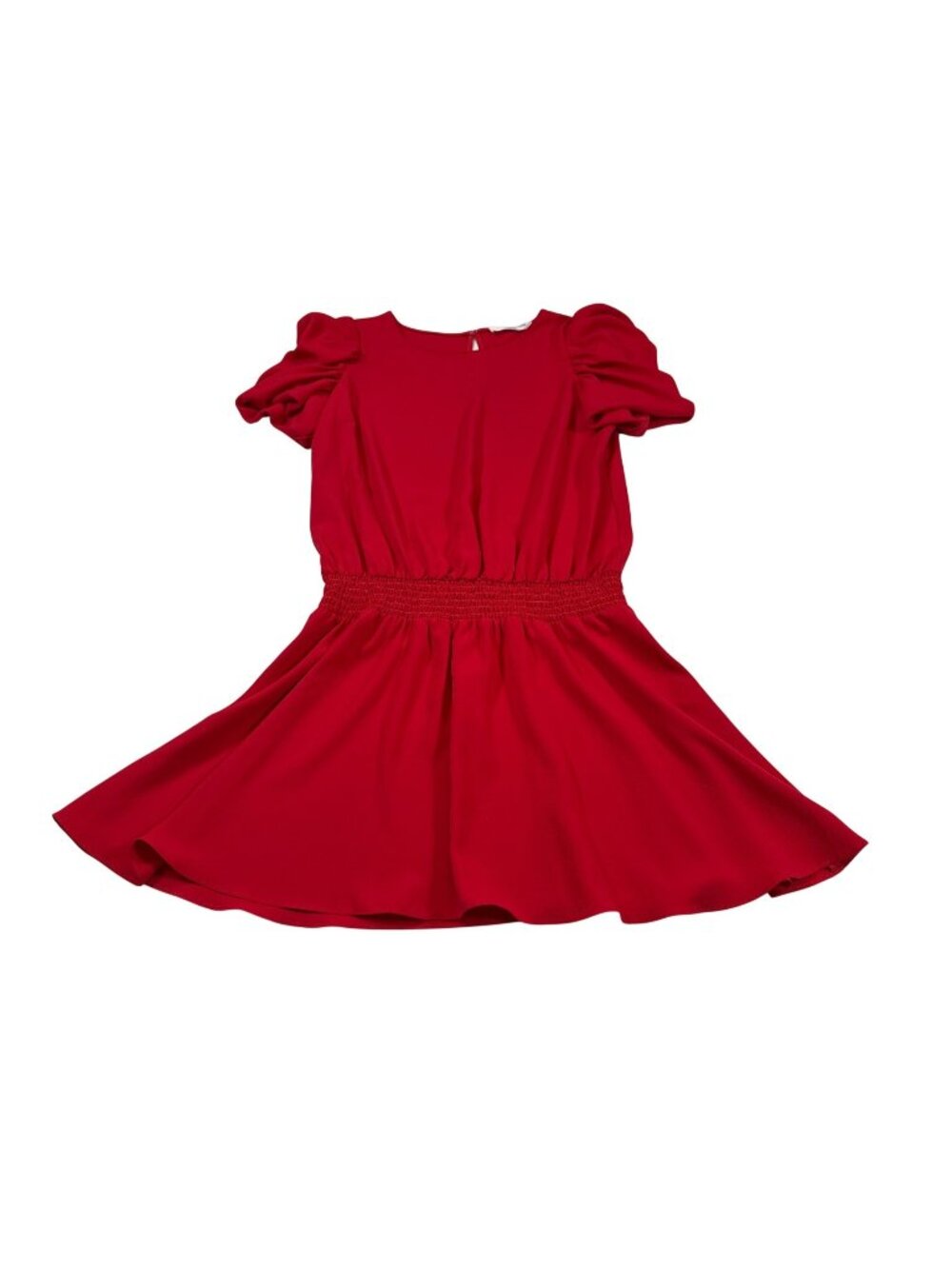 Amanda Uprichard Red Puff Sleeve Mini Dress Size S Ruched Waist (P1094)